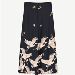 Zara Crane High Waist Culottes Pants NWOT